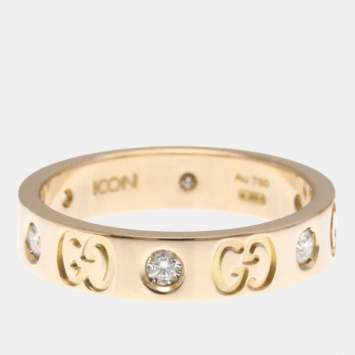 Pre Owned Gucci Icon Diamond 18K Pink Gold Fashion Band Ring