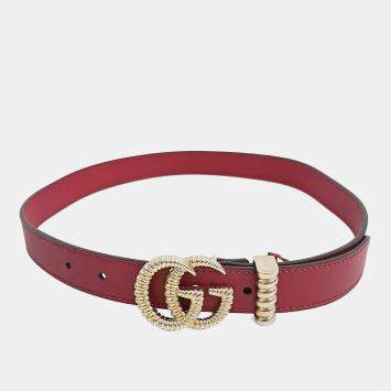 Pre Owned Gucci Torchon Double G Buckle Belt (524103)