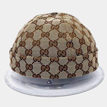 Pre Owned Gucci Beige jacquard skullcap