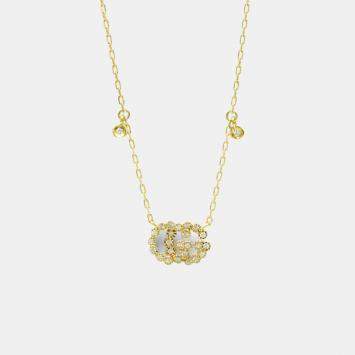 Pre Owned Gucci GG Diamond Necklace Yellow Gold 18K Diamond Pendant Necklace Gold