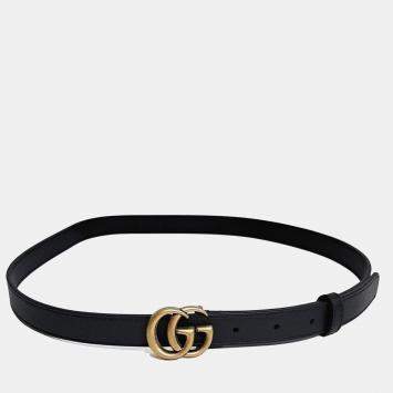 Pre Owned Gucci Marmont Black Leather Belt