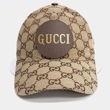 Pre Owned Gucci Jacquard Beige, Brown Cap
