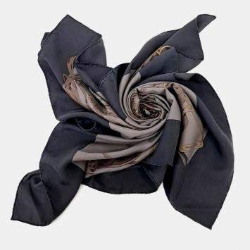 Pre Owned Gucci Brown/Grey Silk Scarf