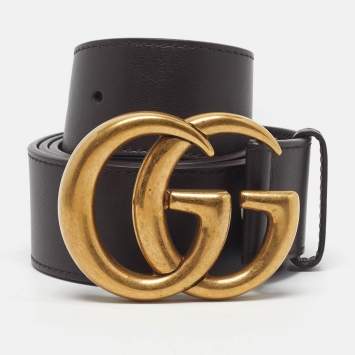 مملوكة مسبقًا Gucci GG Marmont 90CM Belt Dark Brown Leather
