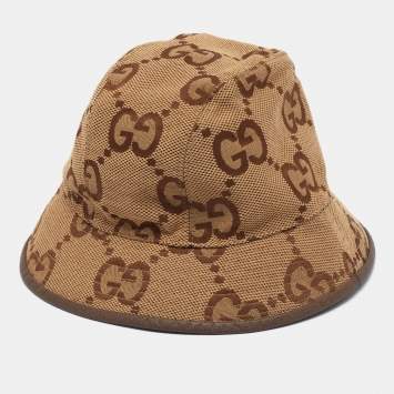 Pre Owned Gucci Beige GG Canvas Bucket Hat M 