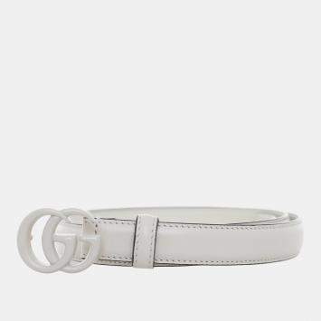 Pre Owned Gucci GG Marmont Enamel Monochrome Thin Belt
