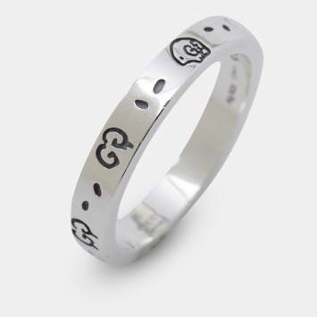 مملوكة مسبقًا Gucci Ghost Sterling Silver Thin Band Ring Size 67