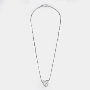 Pre Owned Gucci Heart Sterling Silver Pendant Necklace
