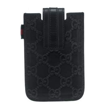 Pre Owned Gucci Black Guccissima Leather iPhone 4/4s Case
