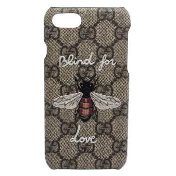 Pre Owned Gucci Beige GG Supreme Canvas Blind For Love iPhone 7 Case