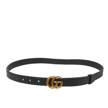 Pre Owned Gucci Black Leather GG Marmont Belt 85CM