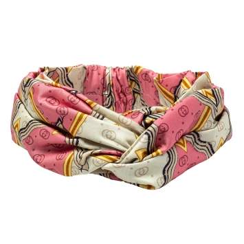 Pre Owned Gucci Pink Snake Rhombus Print Silk Headband M