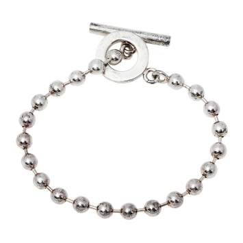 Pre Owned Gucci Sterling Silver Bead Toggle Bracelet