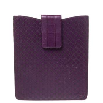 Pre Owned Gucci Purple Microguccissima Leather Tablet Case