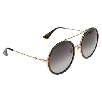 Pre Owned Gucci Web Stripe / Grey Gradient GG0061S Round Sunglasses