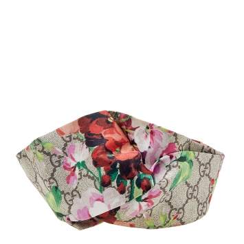 Pre Owned Gucci Beige Blooms Print Silk Headband
