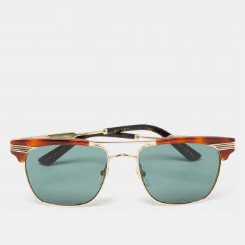 Pre Owned Gucci Brown Havana GG0287S Aviator Sunglasses