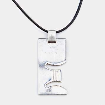 Pre Owned Gucci Sterling Silver Gemini Zodiac Pendant Cord Necklace