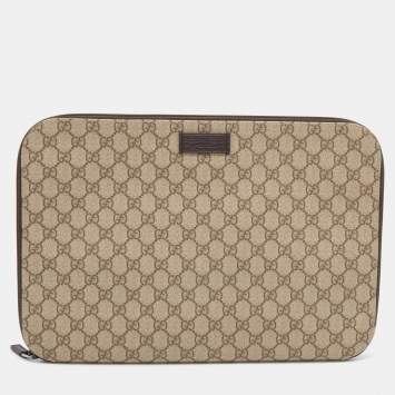Pre Owned Gucci Beige/Ebony GG Supreme Canvas Portfolio