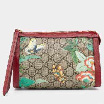 Pre Owned Gucci Multicolor Tian GG Supreme Canvas and Leather Cosmetic Pouch