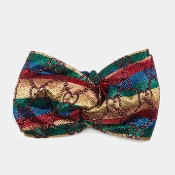 Pre Owned Gucci Metallic Rainbow GG Supreme Turban