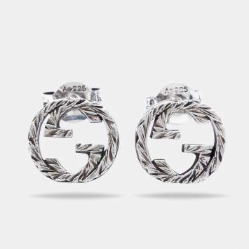 Pre Owned Gucci GG Sterling Silver Stud Earrings