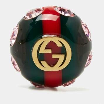 مملوكة مسبقًا Gucci Vintage Sylvie Web Crystal Pin Brooch