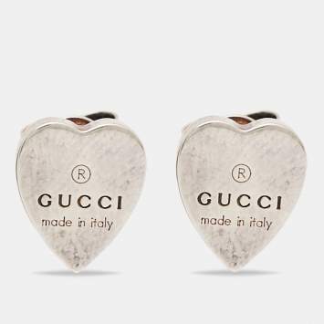Pre Owned Gucci Sterling Silver Heart Stud Earrings