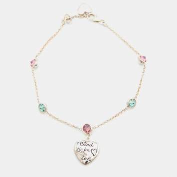 مملوكة مسبقًا Gucci Blind For Love Crystal Sterling Silver Chain Bracelet