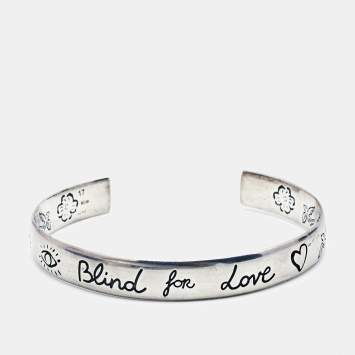 Pre Owned Gucci Blind for Love Sterling Silver Cuff Bracelet