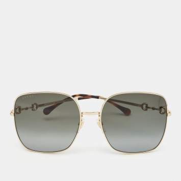 مملوكة مسبقًا Gucci Brown/Gold GG0879S Oversized Sunglasses