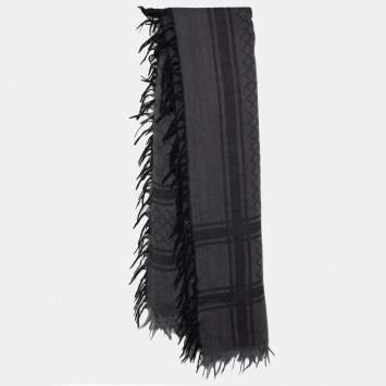 Pre Owned Gucci Grey Wool & Silk Survive Shawl