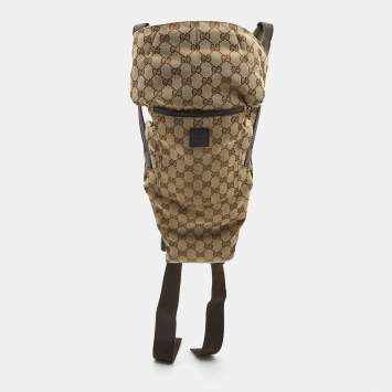 Pre Owned Gucci Brown Monogram Canvas And Leather Baby Carrier 