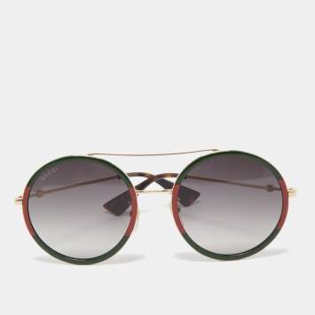 Pre Owned Gucci Green/Red GG0061S Gradient Round Sunglasses