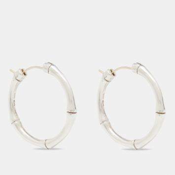 مملوكة مسبقًا Gucci Bamboo Sterling Silver Hoop Earrings