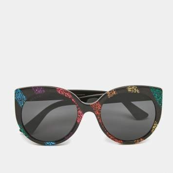 Pre Owned Gucci Multicolor Glitter Interlocking G Cat Eye Sunglasses