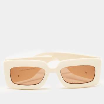 Pre Owned Gucci Ivory/Brown GG0811S Rectangle Sunglasses