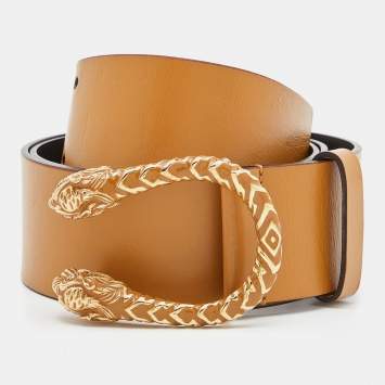 Pre Owned Gucci Tan Leather Dionysus Buckle Belt 90CM