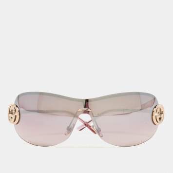 Pre Owned Gucci Purple/Gold Interlocking G Gradient Shield Sunglasses