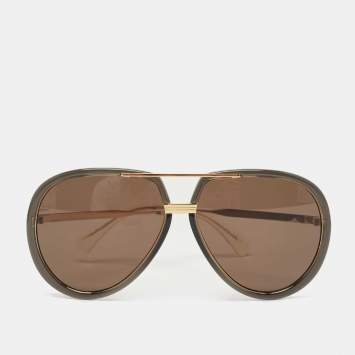 Pre Owned Gucci Black/Gold GG094S Acetate and Metal Oversize Sunglasses