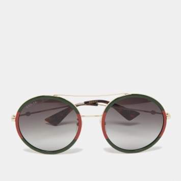 Pre Owned Gucci Red/Green Gradient GG0061S Round Sunglasses