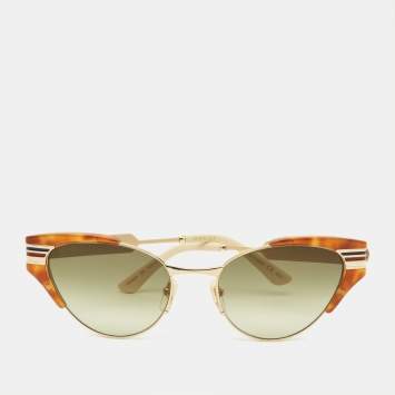 Pre Owned Gucci Brown/Green Gradient GG0522S Cat-Eye Sunglasses