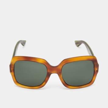 Pre Owned Gucci Brown/Green GG0036S Interlocking G Square Sunglasses