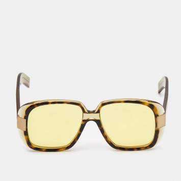 Pre Owned Gucci Yellow Tortoise GG0318S Square Sunglasses