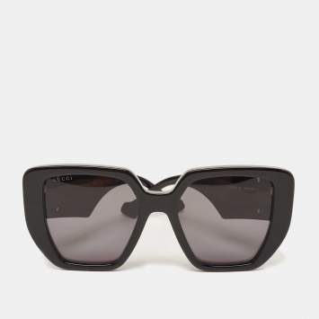 Pre Owned Gucci Black GG0956S Square Oversized Sunglasses