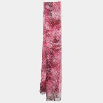 Gucci Pink/Black Optical Illusion Print Silk Chiffon Stole