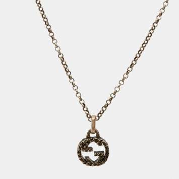 Gucci Interlocking GG Sterling Silver Pendant Necklace