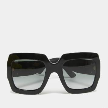 Pre Owned Gucci Black Gradient GG0102S Pop Glitter Iconic Oversize Square Sunglasses