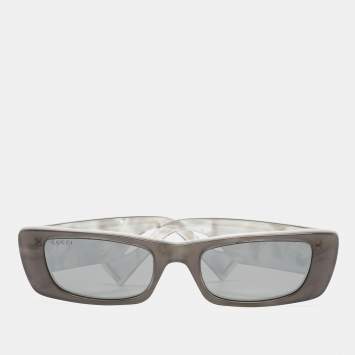 Pre Owned Gucci Silver Mirrored GG0516S Rectangular Sunglasses