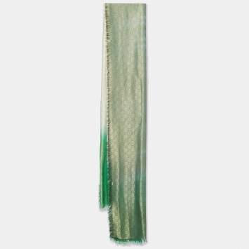 Pre Owned Gucci Green Ombre Lurex GG Modal Blend Stole